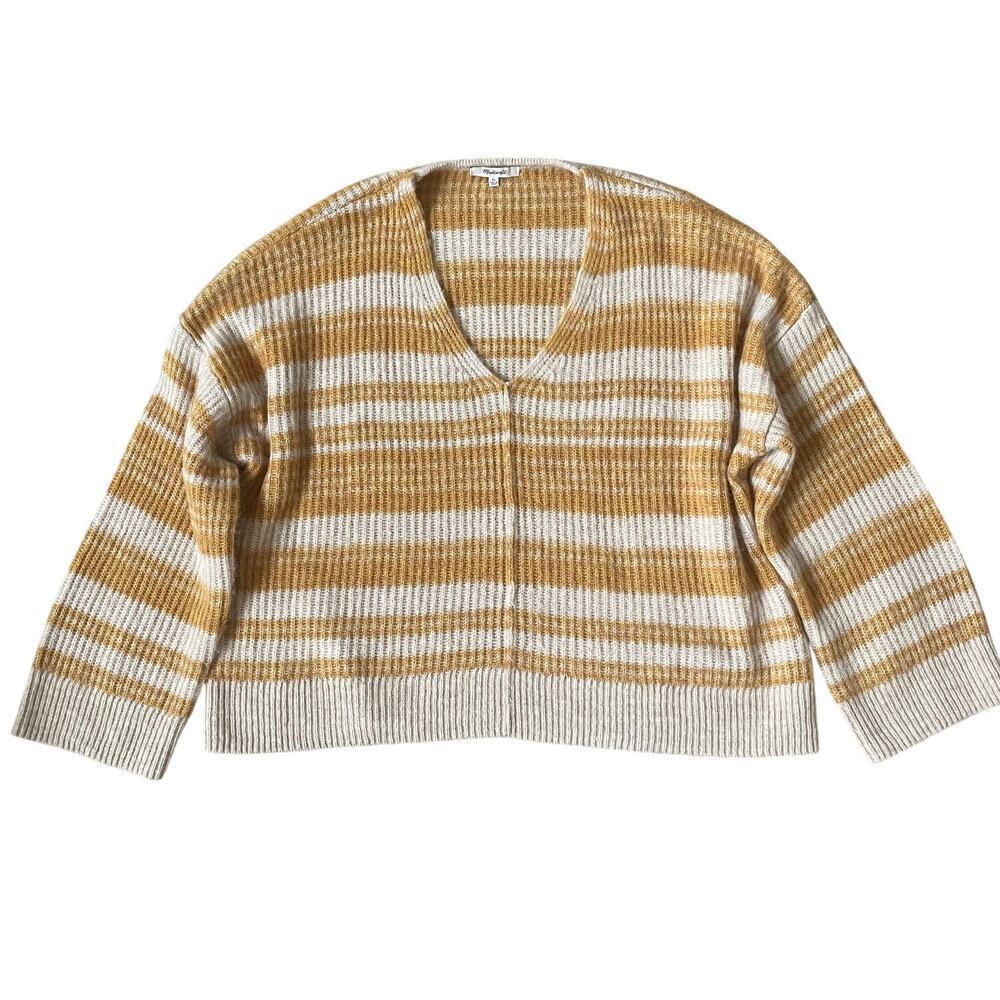 Madewell L Staley V-Neck Sweater | Space Dye, Cropped Boxy Fit, Alpaca Blend, XL